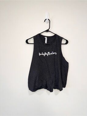 BodyByTrainor Dark Heathered Grey Cropped Muscle Tank Top